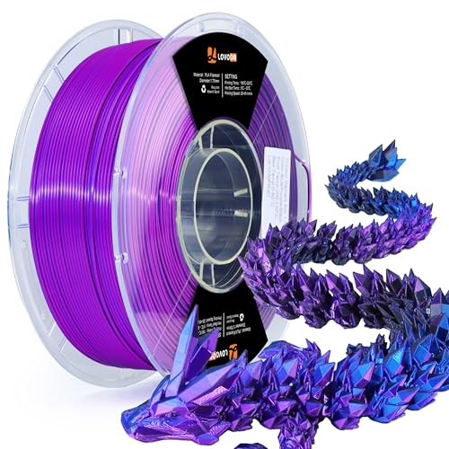 LOVOON 3D PLA Printer Filament 1.75mm, Silk Tricolors PLA Blue/Black/Purple, Magical Multicolor Changing by Angle 3D Printing Filament, Filament Pla Fit Most 3D Printer& 3D Pen, 1kg(2.2lbs)/Spool - color: 3colors Silk Blue/Black/Purple, size: 1 kg