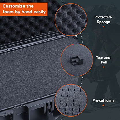 Lykus HC-3010 Waterproof Hard Case with Foam, Inner Size 10.75*6.65*3.94in - color: Black, size: HC-3010