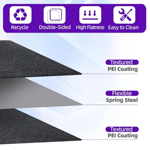 IdeaFormer-3D Kobra S1 X PEI Spring Steel Sheet 264x276mm, Double Sided Textured PEI Build Plate for Anycubic Kobra S1, X, Combo 3D Printer Platform - color: Textured Black PEI (Double Sided)