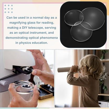 PATIKIL 15 Pack Biconvex Lens, 50mm Dia. 180mm Focal Length Spherical Optical Lenses Magnifier Paperweight Acrylic Double Convex for DIY Office Desk Home Science Experiment Telescope - size: 50mm Dia. x 180mm Focal Length