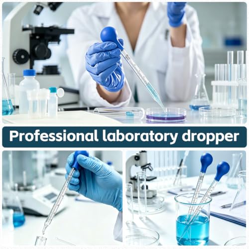 2 Pcs Glass Pipettes Dropper, 10ml Graduated Glass Pipette, Liquid Droppers with Cleaning Brush, Liquid Transfer Pipette for Essential Oil, Laboratory Use