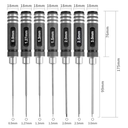 7pcs Precision RC Hex Screwdriver Set 0.9mm-3.0mm RC Tool Kit