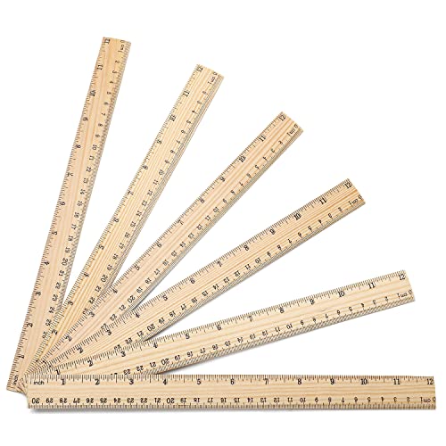 25 Pack Wooden Ruler 12 Inch Rulers Bulk Wood Measuring Ruler Office Ruler 2 Scale - color: 25 Pieces - 12 Inch
