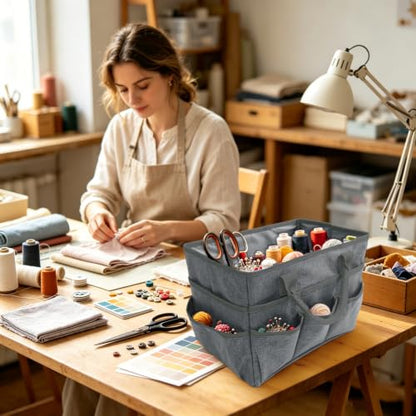Art Supply Storage Bag,Craft Organizer Tote Bag for Craft Supplies - color: Gray