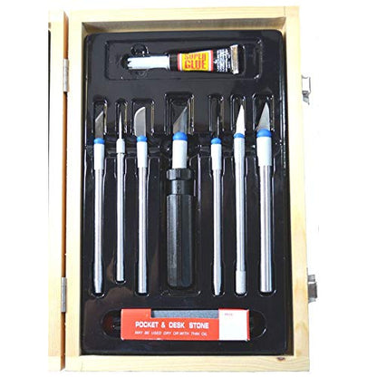 48 Pc Comprehensive Hobby Knife Set | Variety of Blades | Ergonomic Handles | Wooden Box 11" x 7" x 2" | Ultimate Craft Hobby Knife Blade Scapels For Precision Cutting Crafting - style: 48 Piece