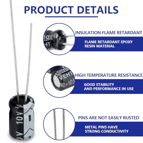 50 Pcs Electrolytic Capacitor 100uF 10V Aluminum Radial Electrolytic Capacitors - style: 10V 100uF