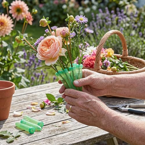 Royal Imports Floral Water Tubes with Caps – 3" Green Plastic Flower Vials - color: 3" Green-Standard 25 Pack