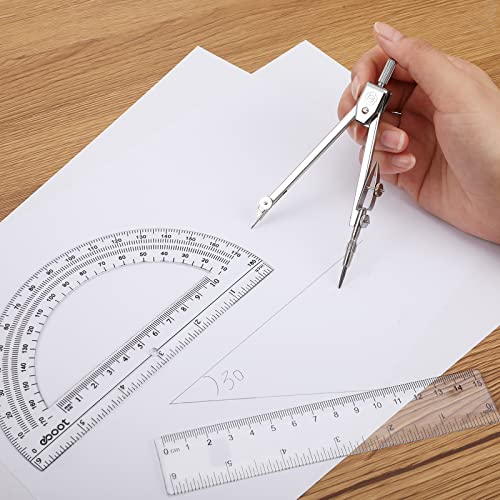 Zonon 3 Pcs 6" Clear Plastic Ruler 6 Inch Protractor Compass Set, Clear - color: Clear, size: 6 Inch