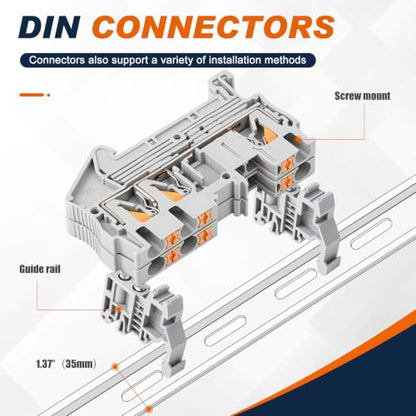Din Rail Terminal Block,ZPT2.5-Twin,Push-in,Gray,56 Pcs - color: Gray, size: ZPT2.5-TWIN,Push-in