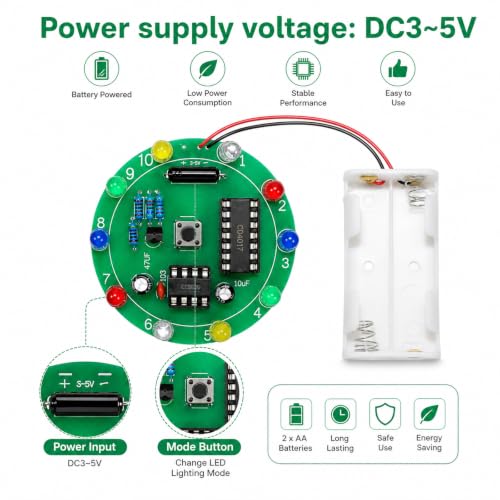 2PCS DIY Electronic Soldering Kit Training Board, DIY Lucky Wheel LED Light Soldering Practice Kit, Circuit Board Solder Project Solder Practice Kits for Electronics Beginners to Learn and Training