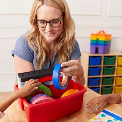 ECR4Kids 2-Compartment Large Storage Caddy Organizer, 6-Pack, Primary - color: Primary