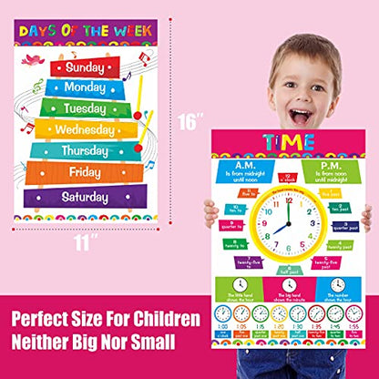 Gethelud 17 Packs Educational Poster, PET Film Covered Preschool Learning Tools for Nursery Kindergarten Toddlers - color: 17 Educational Posters A