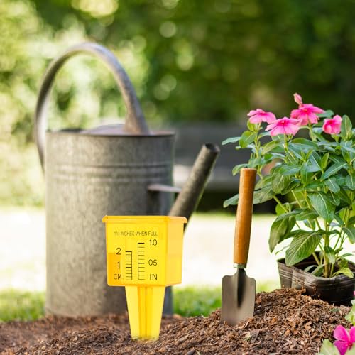 10 Pcs Rain Gauges, 1.57" Sprinkler Rain Gauge for Lawn with Wide Mouth, Transparent Outdoor Water Measuring Tool for Accurate (Yellow)