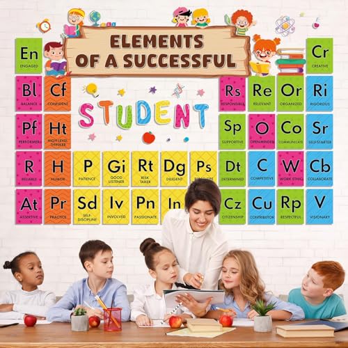 Science Bulletin Board Set Chemistry Periodic Table Poster Classroom Decorations Inspirational Word Cards Scientist Lab Paper Cutouts Positive Teacher Supplies for Back to School Door Wall Decor
