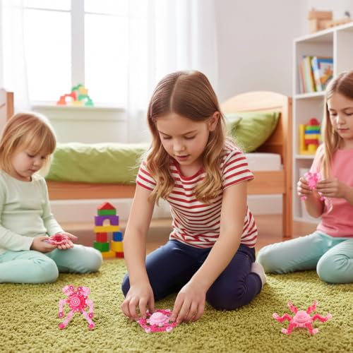 2 Pack Pink Transformable Fidget Spinners for Girls, Sensory Robot Toys for Kids 8-12, Easter Basket Stuffers & Party Favors, Stress Relief ADHD Autism Fingertip Toy (Baby & Hot Pink) - style: 2PC-pink