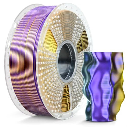 SUNLU Silk Triple Color Pla Filament, Silk PLA 3D Printer Filament 1.75mm, Shiny Silk Texture, Dimensional Accuracy +/- 0.02mm, 1KG Spool (2.2 lbs), PLA Silk Triple Color (Black Gold Purple) - color: Silk Pla Triple Black Gold Purple