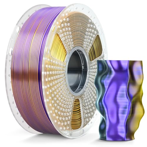 SUNLU Silk Triple Color Pla Filament, Silk PLA 3D Printer Filament 1.75mm, Shiny Silk Texture, Dimensional Accuracy +/- 0.02mm, 1KG Spool (2.2 lbs), PLA Silk Triple Color (Black Gold Purple) - color: Silk Pla Triple Black Gold Purple