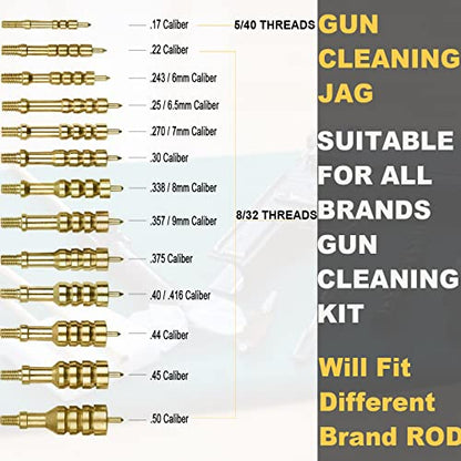 iunio Solid Brass Gun Cleaning Jag Set, Gun Cleaning Jag for Rifle Cleaning and Maintenance Solid Brass Slotted Tip with Storage Case - style: 13-jags
