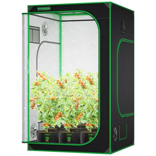VIVOSUN S558 5x5 Grow Tent 60"x60"x80" High Reflective Mylar Tent - size: 60"x60"x80"