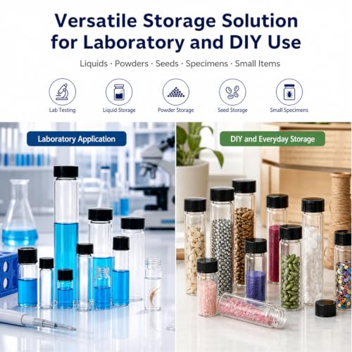 ALWSCI 1OZ Glass Vials, Small Liquid Sample Vial, 30 ml Borosilicate Glass Empty Vials with Caps, 24-400 Black Screw Caps with PE Liner, Pack of 100 - size: 30ML27.5x84mm Glass vials with screw caps