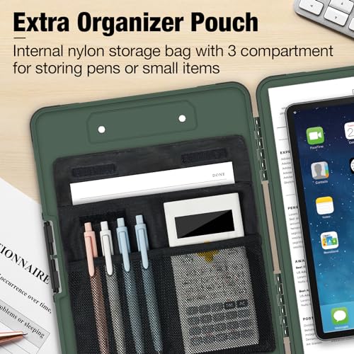 Sooez Toughest Clipboard with Storage, Clip Boards 8.5x11 with Pen Pouch - color: Green