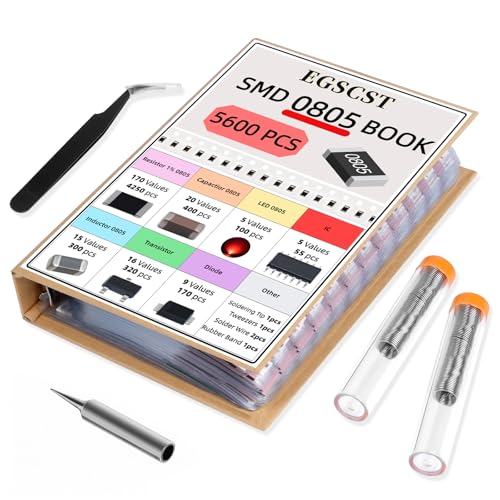 5600PCS 0805 SMD Resistor Kit from 0Ω to 10MΩ 1%, Electronics Component Assortment with Resistors, Capacitors, Diodes, Transistors, IC, Inductors, LEDs Sample Book for DIY and Repair - style: SMD 0805 Book