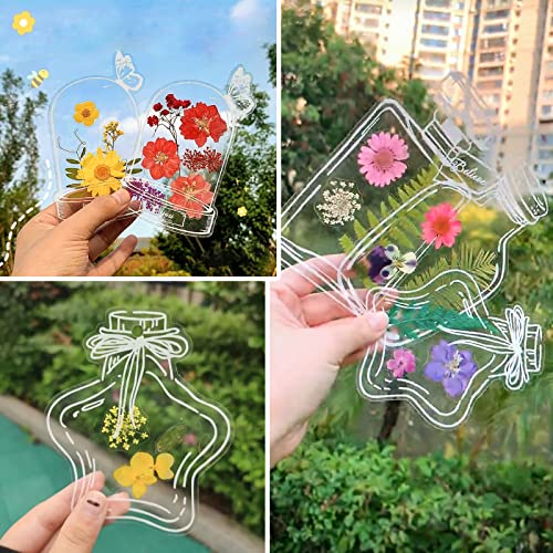 Bookmark Making Kit, Kaluofan 103PCS Transparent Dried Flower Bookmark Kit for School, Come with Dried Flowers Tassels and Tweezer - color: L000, size: 100PCS