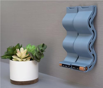 AA & AAA Battery Chute Combo, Wall-Mounted Battery Organizer & Dispenser – No-Jam FIFO Design, Holds 18 AA & 25 AAA Batteries – Blue - color: Blue