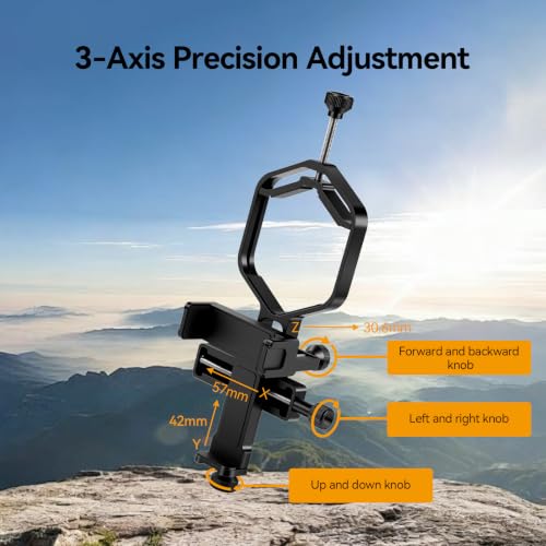 SVBONY SV214 Pro 3-Axis Universal Smartphone Adapter, Digiscoping Adapter - size: Support 44 to 64mm