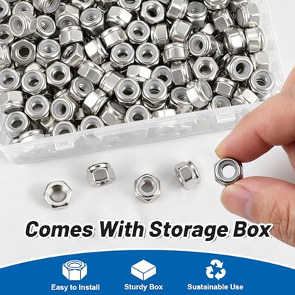 1/4"-20 Lock Nuts, 180Pcs Stainless Steel Hex Nylon Insert Locking nut - size: locknut-1/4" 180PCS