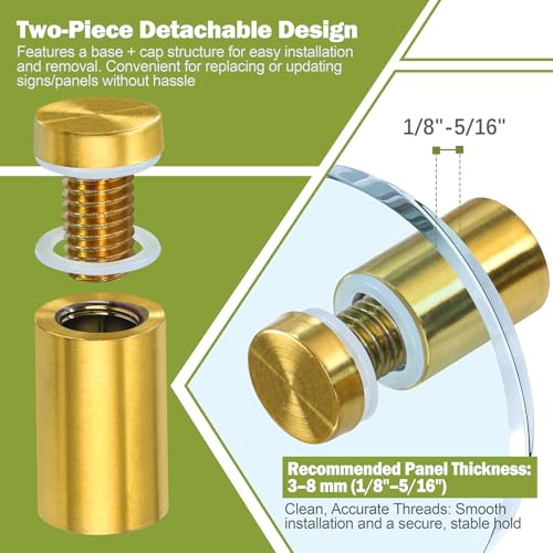 16 x 30mm (Dia. x L) Stainless Steel Standoff Screws - Gold - 4 Pieces - color: Gold, size: 16 x 30mm / 0.63" x 1.18"