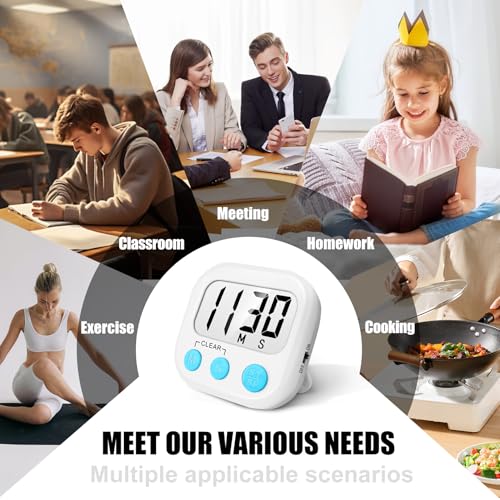AOUCE Digital Kitchen Timers for Cooking, Timer for Kids 2 Pack White - color: White