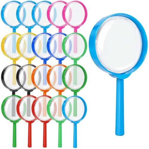 SenseYo 20 PCS Mini Magnifying Glass for Kids, 5X Small Kid Magnifier for Hobbies and Science