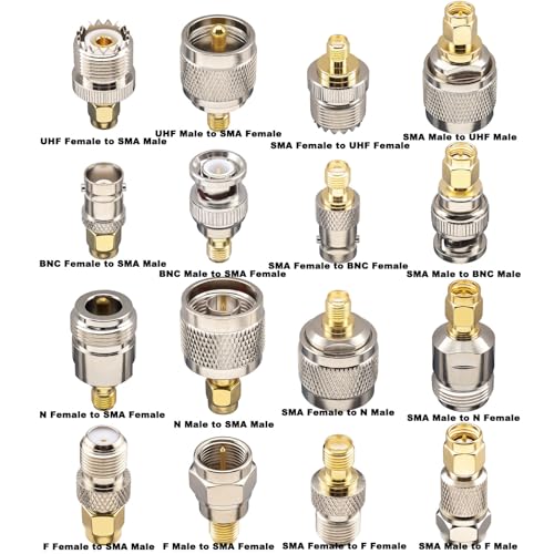16-Piece SMA Adapter Kit: SMA to BNC, N, F, UHF Coaxial Connectors - size: 16 Pieces - SMA Kit