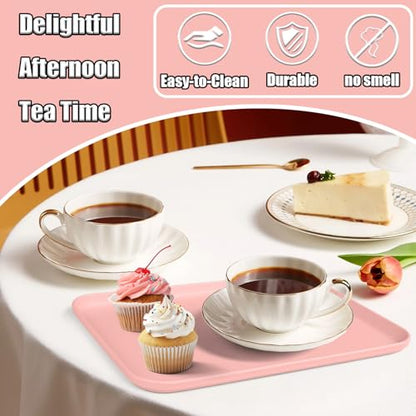 Plastic Serving Trays, 12 Pack Cafeteria Trays Plastic Fast Food Tray for DIY Projects, Painting, Beads, Organizing Supply, 9.4 X 6.7 X 0.6 Inches (Light Pink) - color: Light Pink