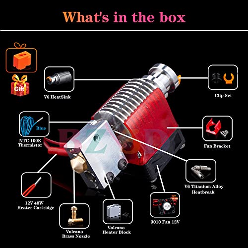 V6 Volcano All Metal Hotend Full Kit,12V 40W Direct & Bowden J-Head Hotend,Nozzle 0.4,Titanium Alloy Heatbreak for 3D Printers V6 Volcano Hotend,Titan,Dual Driver Extruder. - size: Volcano Hotend Kit, style: 12V Kit