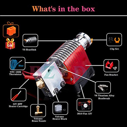 V6 Volcano All Metal Hotend Full Kit,12V 40W Direct & Bowden J-Head Hotend,Nozzle 0.4,Titanium Alloy Heatbreak for 3D Printers V6 Volcano Hotend,Titan,Dual Driver Extruder. - size: Volcano Hotend Kit, style: 12V Kit