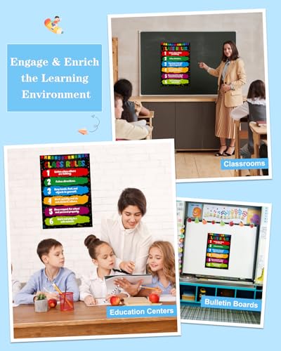 D24TIME Classroom Rules Poster-16.5" x 11.2" Educational Posters - color: Bright