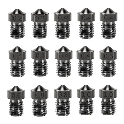 15PCS Hardened Nozzles Kit for Anycubic Kobra, 3D Printer 7PCS 0.4mm Nozzles and 2PCS 0.2mm, 0.6mm, 0.8mm, 1.0mm Wear Resistance Nozzles Kit for Anycubic Mega, Mega X, Chrion, Kobra Neo - style: Mega Harden Steel Multi Size