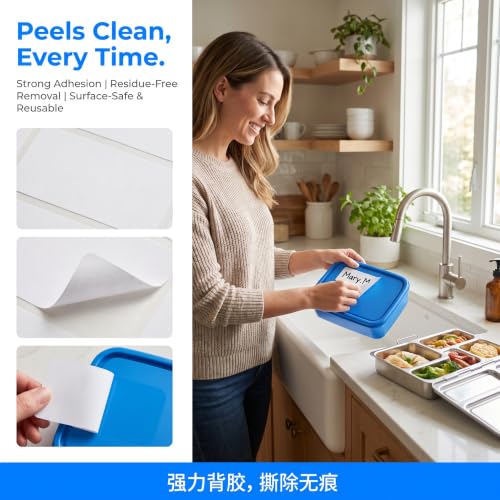 Waterproof Removable White Blank Name Labels with Pen for Organization - style: White Multiple sizes