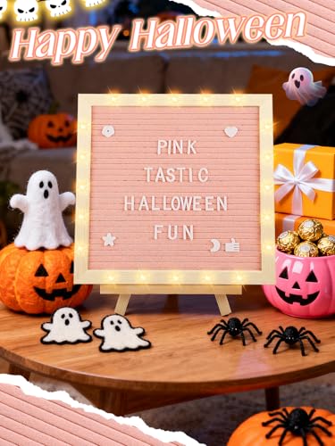 Aulock 10×10" Light up Felt Letter Board with Changeable Letters & Tripod - color: Pink