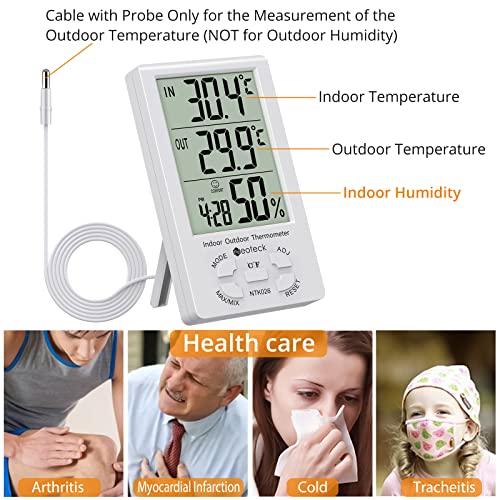 Neoteck Wired Indoor Outdoor Thermometer Hygrometer with 1.5m Sensor