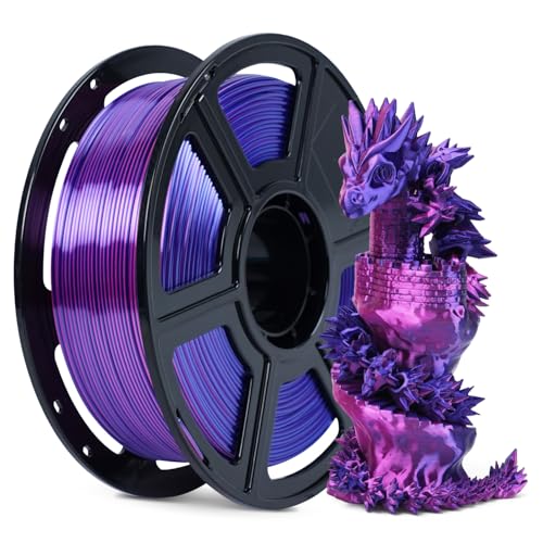 FLASHFORGE Silk Bi-Color PLA Filament 1.75mm, Coextrusion Blue Rose Dual Color Multicolor 3D Printer Filament, Enchanting Silk Finish with 360° Multicolor Shifting Color Effect - color: Silky Dual-color Blue & Rose