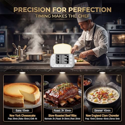 Digital Kitchen Timer for Cooking - 3-Channel Magnetic Countdown Timers with Memory Preset for Baking, Toaster, Eggs Includes Memo Notes (Silver) - color: Silver