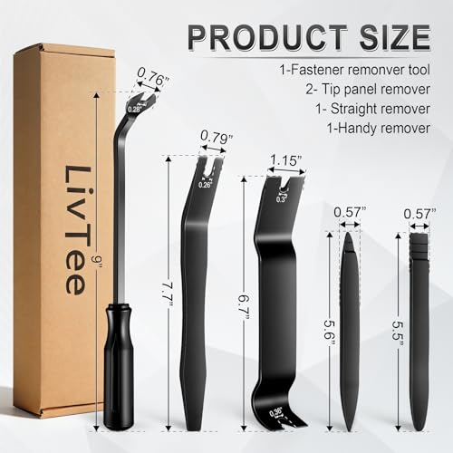 LivTee 5 pcs Auto Trim Removal Tool Kit, No Scratch Plastic Pry Tool Kit - Interior Door Panel Clip Fastener Removal Set for Vehicle Dash Radio Audio Installer (Black) - color: Black