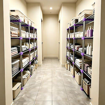 BLULEE Expandable Standing Shelf Unit, Adjustable Storage Rack Purple - color: Purple