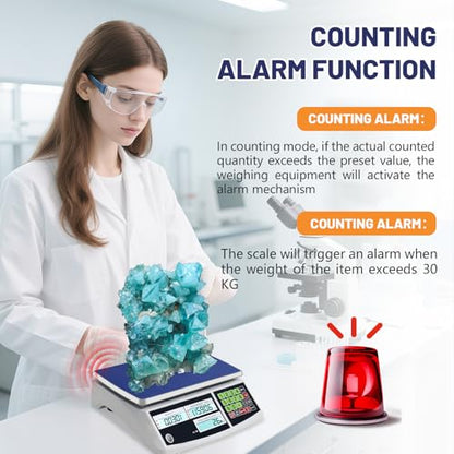 Industrial Counting Scale, g/kg/lb, Coin Scale, Precision Electronic Gram Scale for Parts and Coins,Digital Inventory Scale with Alarm Mode (30kg/66lb, 0.1g) - size: 30kg