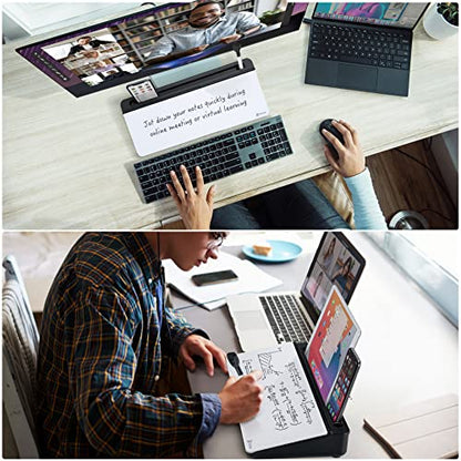 Varhomax Glass Desk Whiteboard with Storage, Desktop Organizer - color: Black&white
