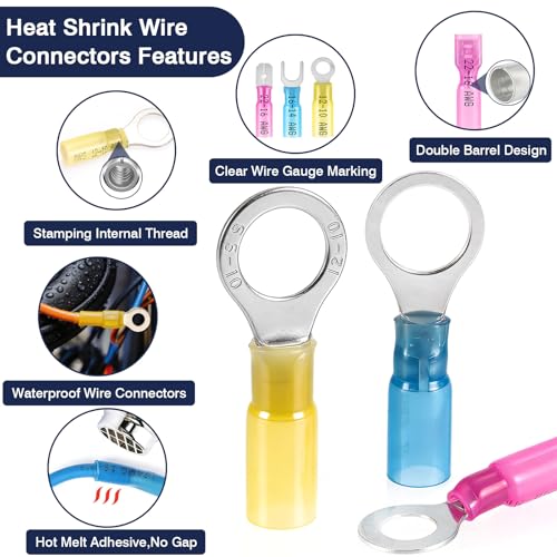 ZQZ 610Pcs Heat Shrink Marine Wire Connectors Assortment Kit, Waterproof