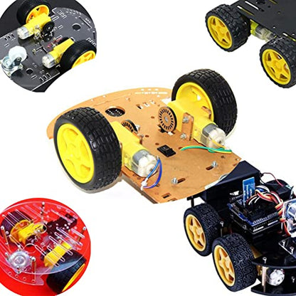 Mini DC Electric Gearbox Dual Shaft Geared TT Motor Plastic Tire Tyres Wheel DC 3-6V for Ar duino 1:48 Smart Car Robot (4 Sets)